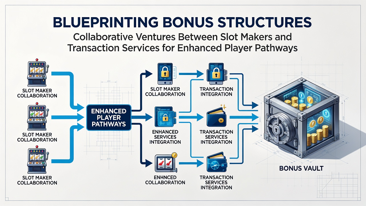 Diagram showing connections between slot developers and payment processors in bonus structure planning