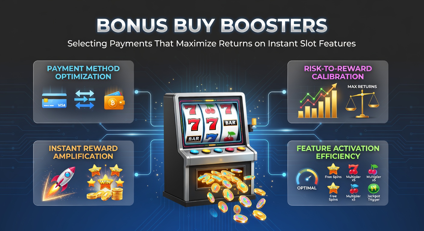 Vibrant slot screen showing bonus buy button with glowing payment icons overlayed, highlighting instant feature activation