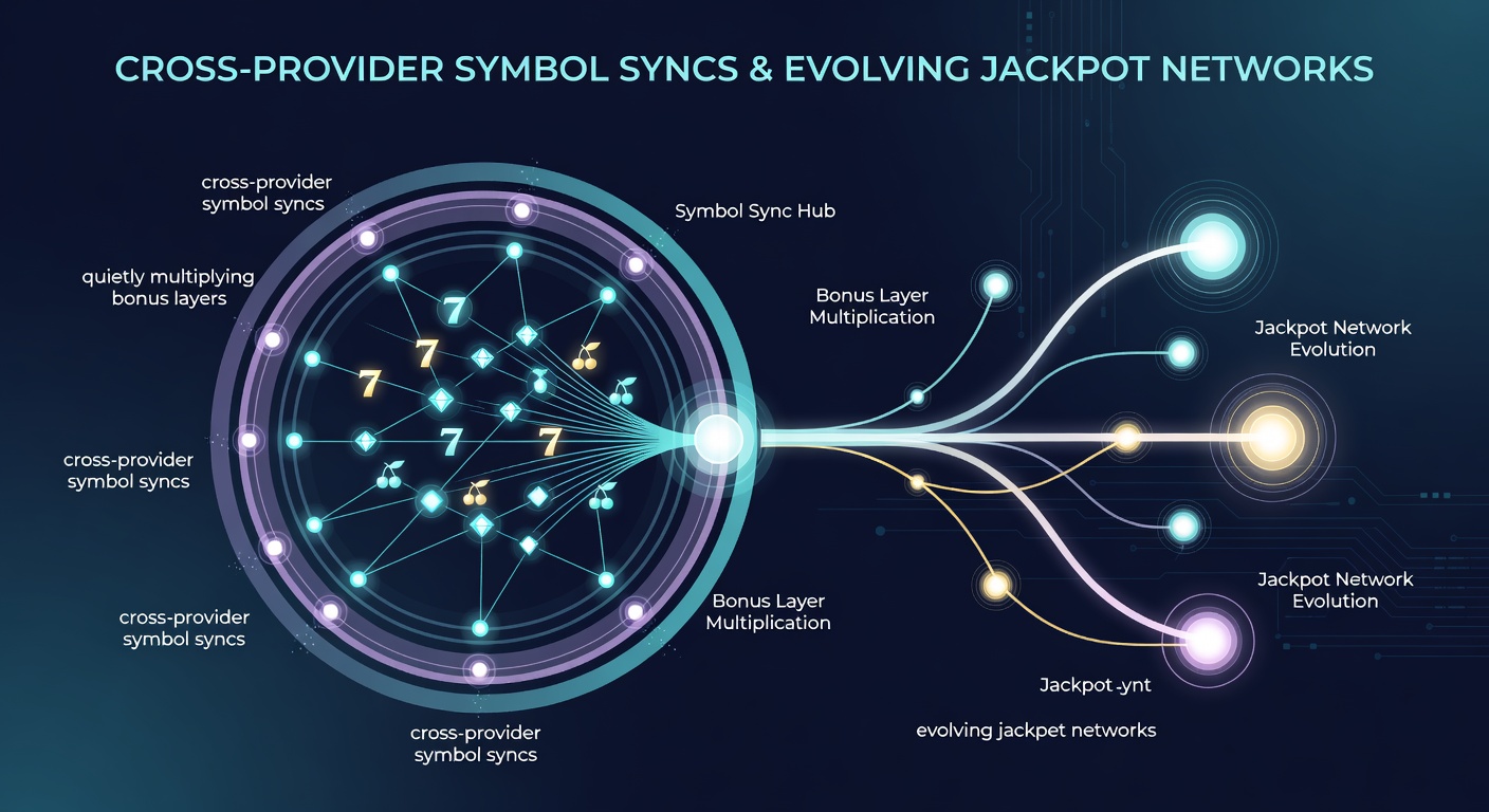 Visualization of bonus layer accumulation triggered by synchronized symbols from different game providers