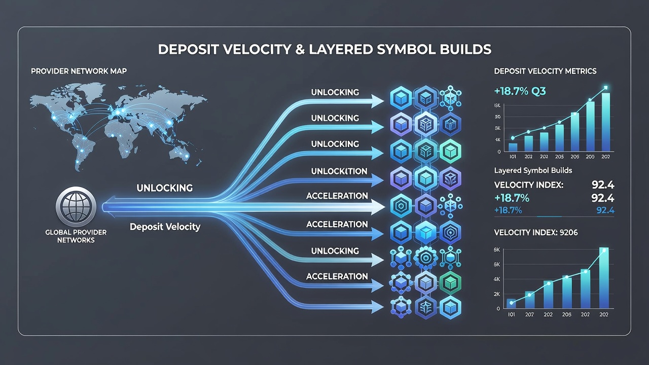 Network diagrams illustrating deposit velocity connections to symbol layer activation