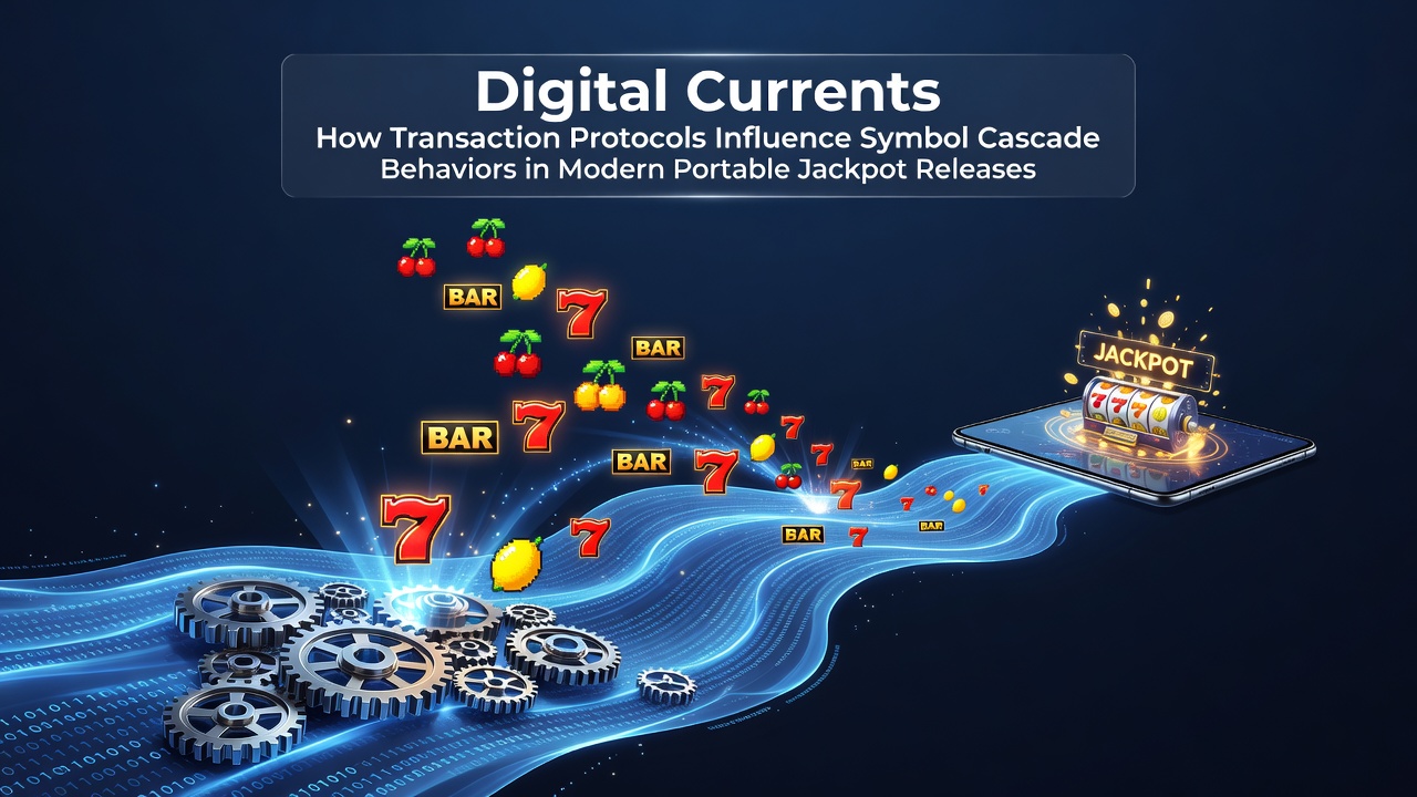 Illustration of digital transaction streams interacting with cascading symbol mechanics in mobile jackpot slots