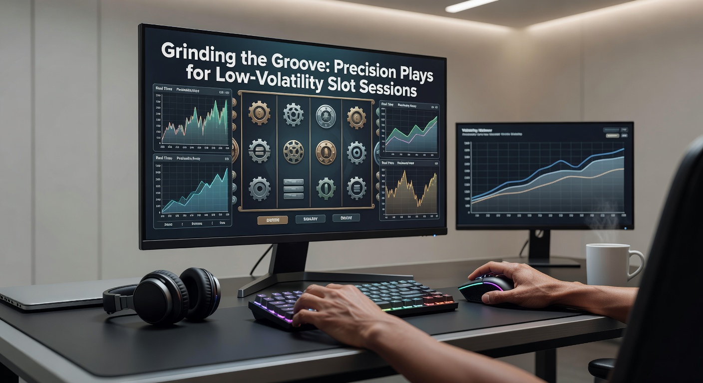 Close-up of a player's interface tracking low-vol slot stats, with graphs showing steady win accumulation and session duration metrics