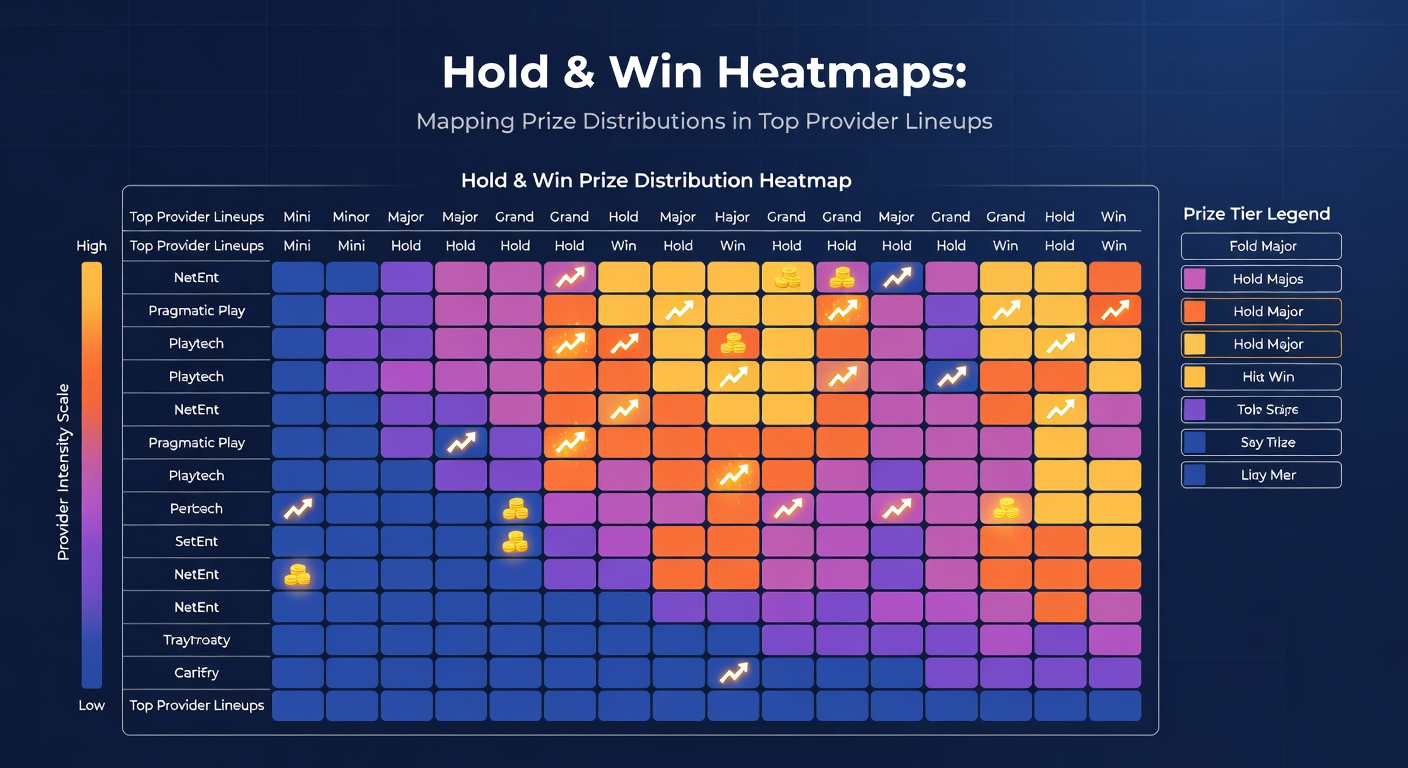 Detailed Hold & Win heatmap chart displaying prize frequency gradients from top providers like Playson and Nucleus Gaming