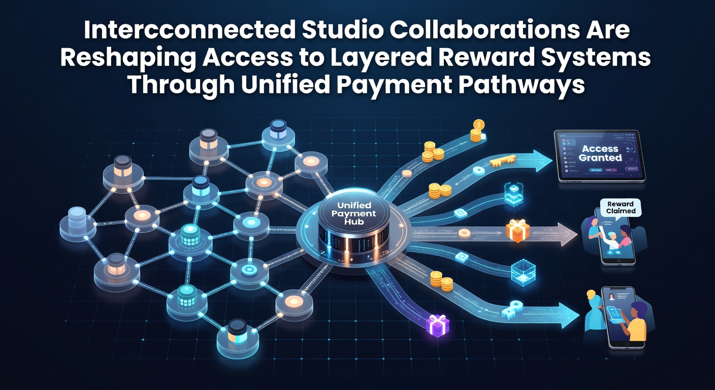 Interconnected game studios collaborating on shared reward platforms and payment systems