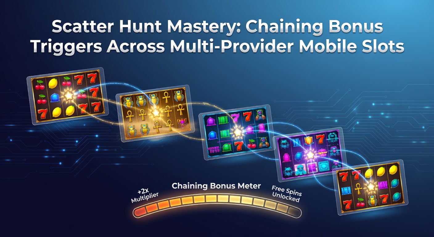 Vibrant mobile slot screen showing multiple scatter symbols aligning to trigger bonus rounds across cascading reels