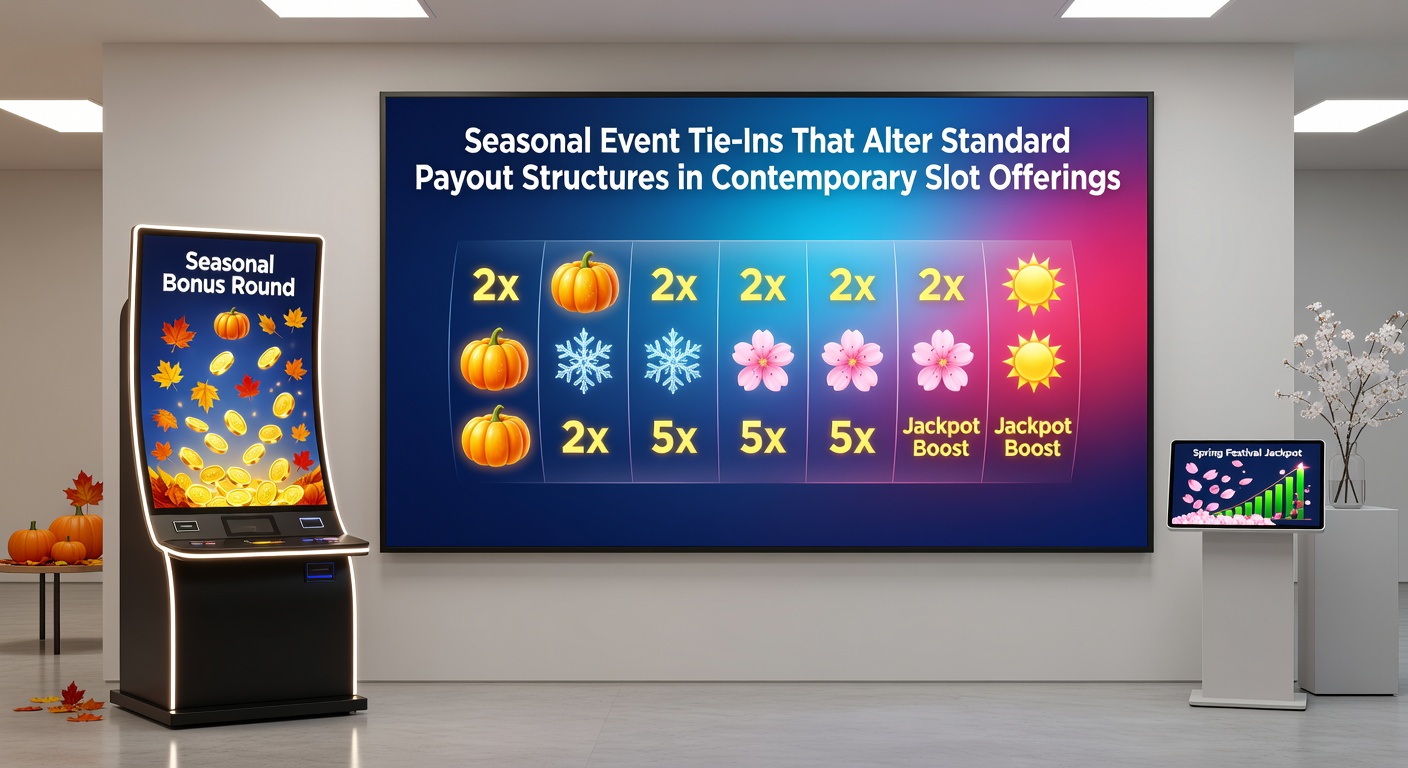 Visual representation of seasonal slot themes with modified payout grids and multiplier overlays during holiday events