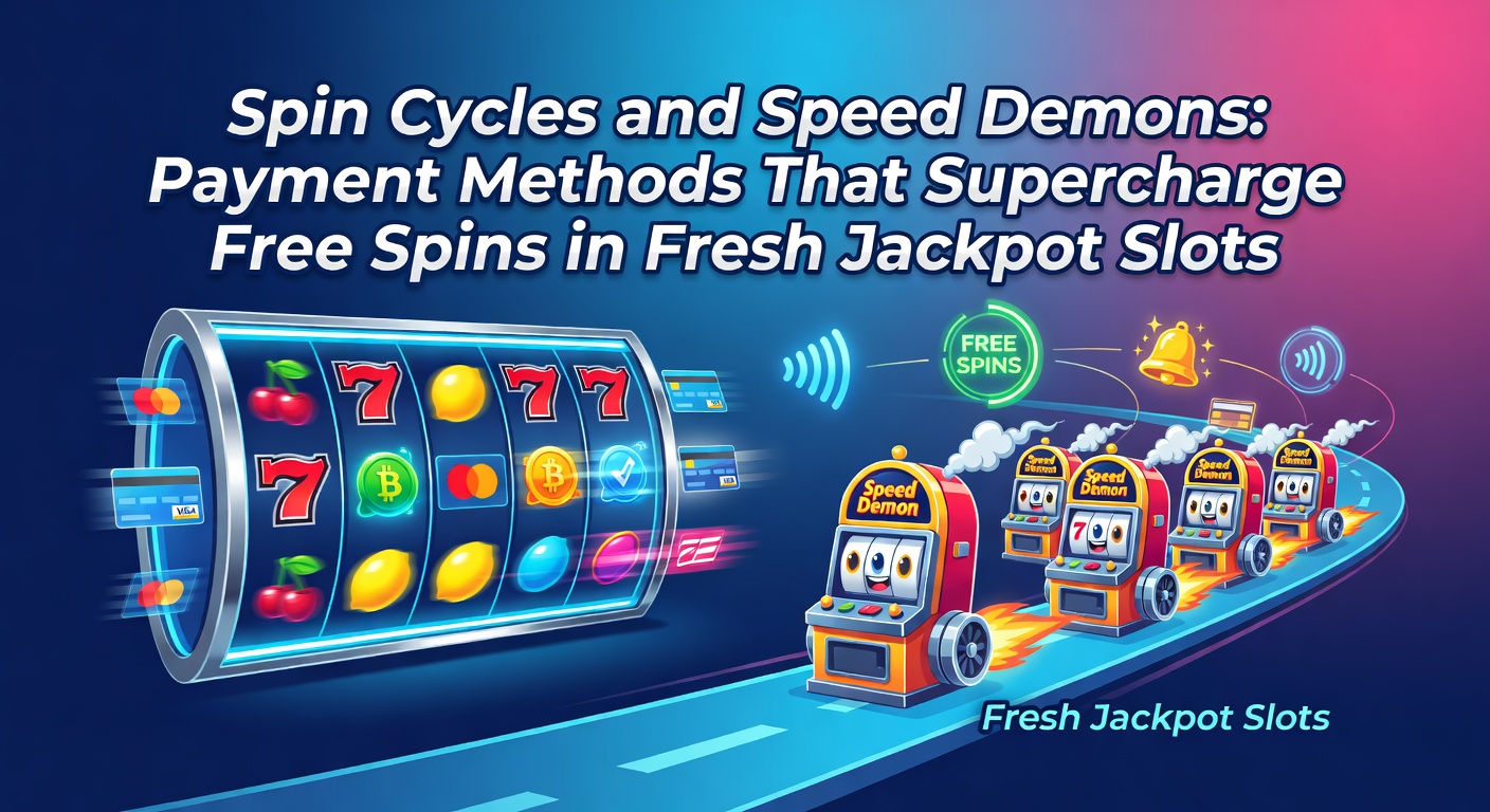 Vibrant digital illustration of spinning slot reels exploding with jackpot symbols and lightning-fast payment icons like e-wallets and crypto symbols zooming in