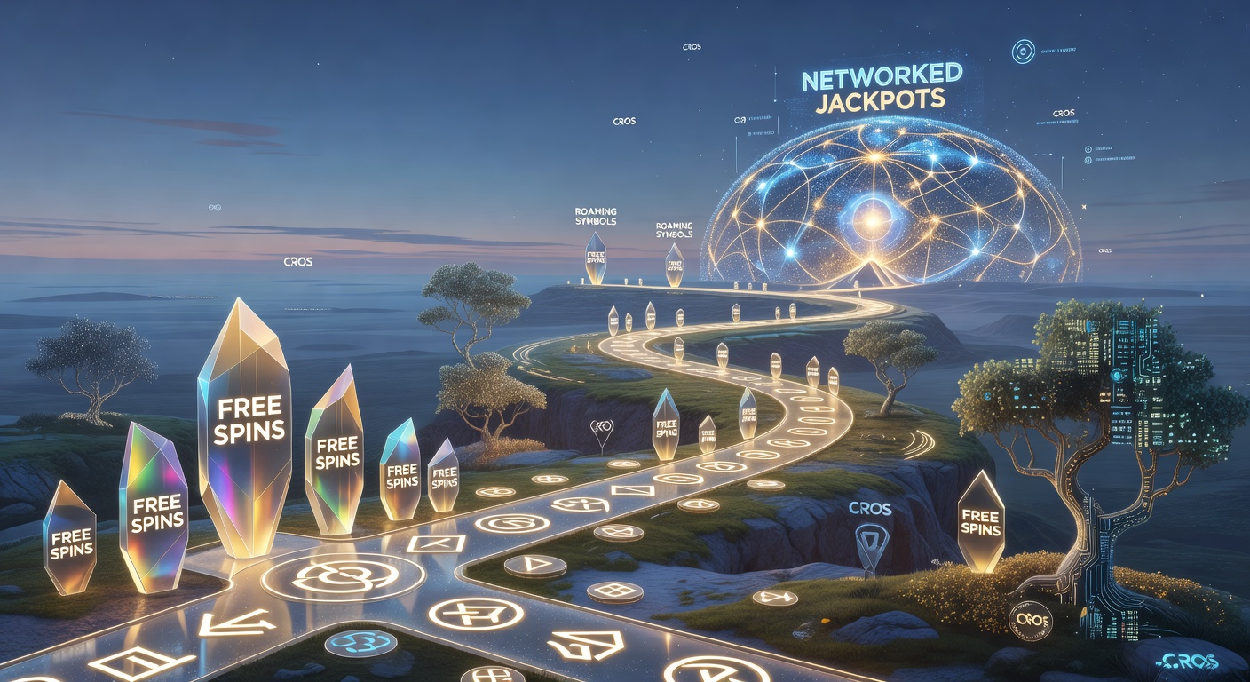 Close-up of networked jackpot meters filling as roaming wilds activate during free spins in a cross-provider mobile slot interface